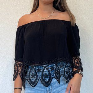 Forever 21 Black Lace Top, Size Small
